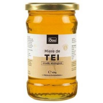 Miere de tei cruda, eco-bio, 430g - Obio