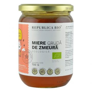 Miere de Zmeură Crudă, 700g ECO| Republica BIO