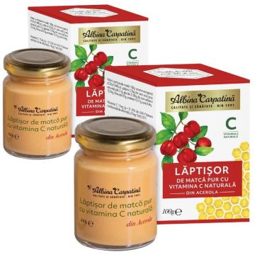 Pachet Laptisor de Matca Pur cu Vitamina C Naturala din Acerola 100g+100g
