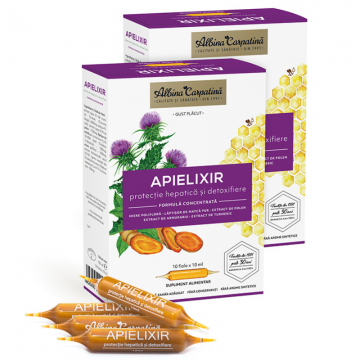 Apielixir protectie hepatica si detoxifiere 20 fiole x 10 ml + 10 fiole