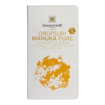 Dropsuri cu miere de Manuka 100% pura (TA 10+) Sonnentor, bio, 22,4 g