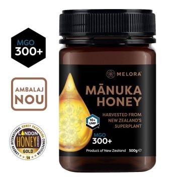 Miere de Manuka MELORA, MGO 300+ (UMF10+) Noua Zeelanda, 500 g, naturala