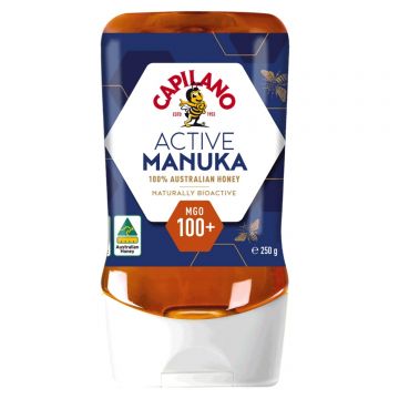 Miere de Manuka, activ MGO 100+, antibacteriana, Capilano, 250 g