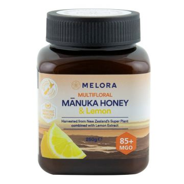 Miere de Manuka poliflora cu lamaie MELORA, MGO 85+ Noua Zeelanda, 250 g, naturala