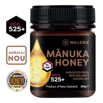 Miere de Manuka MELORA, MGO 525+ (UMF 15) Noua Zeelanda, 250 g, naturala - Default Miere de Manuka MELORA, MGO 525+ (UMF 15) Noua Zeelanda, 250 g, naturala - Default